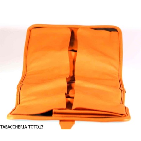 Albieri roll holder 4 pipes and accessories in orange and brown leather - Accessories for tobacco pipes