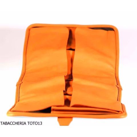 Albieri rotolo porta 4 pipe e accessori in pelle arancio e marrone - Accessori Per Pipe