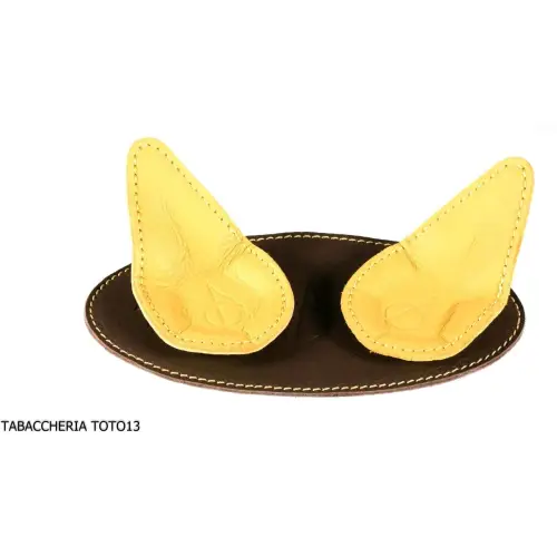 Albieri posapipe 2 posti magnetico in pelle giallo e marrone - Accessori Per Pipe