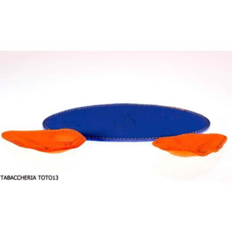 Albieri posapipe 2 posti magnetico in pelle arancio e azzurro Albieri Claudio Pelli Poggiapipe & Rastrelliere Poggiapipe & Ra...
