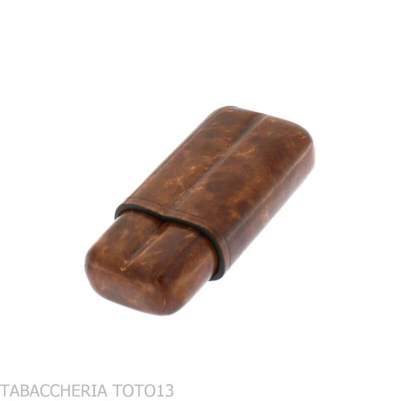 Estuche de puros de bolsillo en cuero florentino de color para 2 cigarros medio toscanos - Peroni Firenze