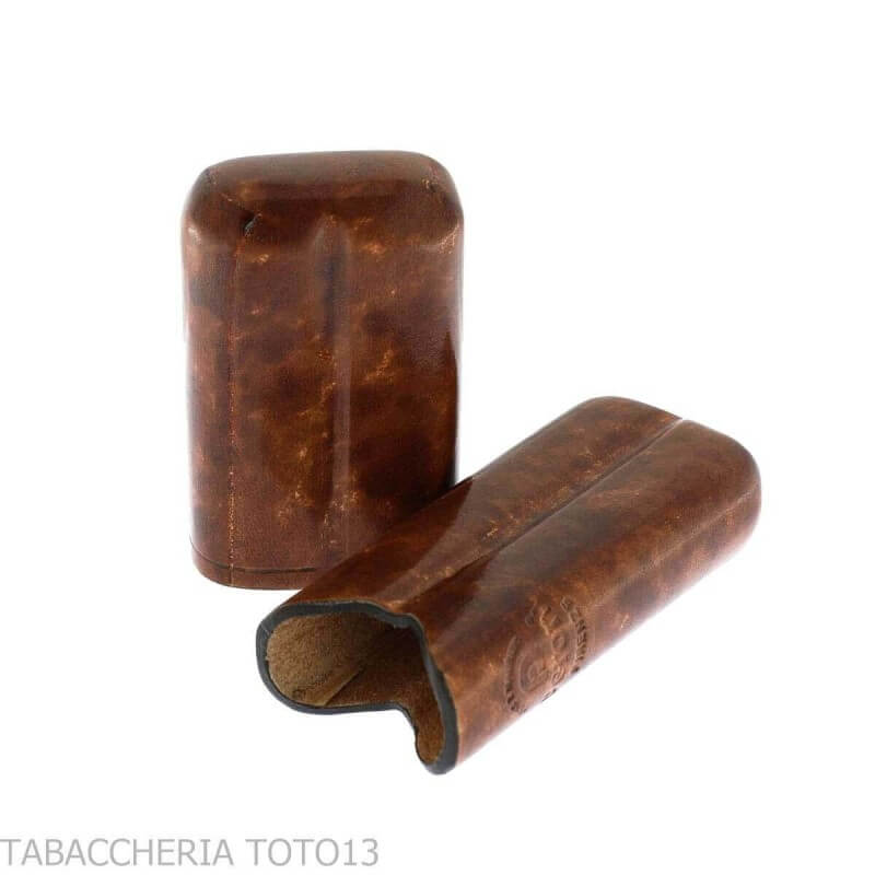 Portasigari da tasca in cuoio fiorentino colorato per 2 mezzi toscani - Peroni Firenze
