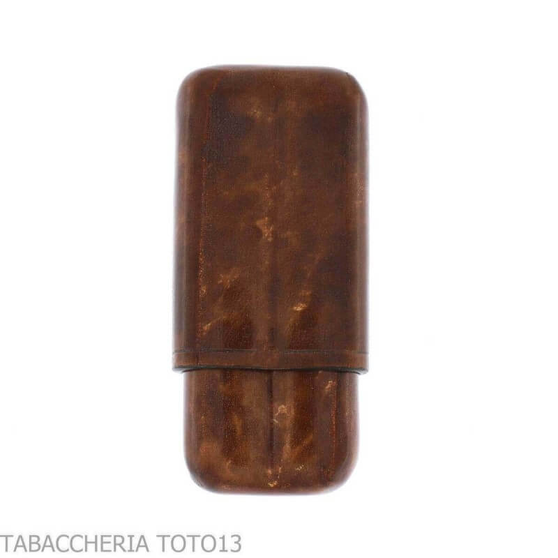 Estuche de puros de bolsillo en cuero florentino de color para 2 cigarros medio toscanos - Peroni Firenze