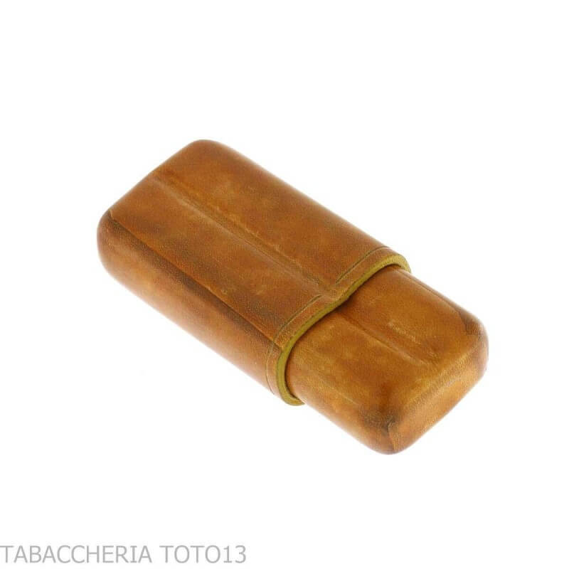 Portasigari da tasca in cuoio fiorentino colorato per 2 mezzi toscani - Peroni Firenze