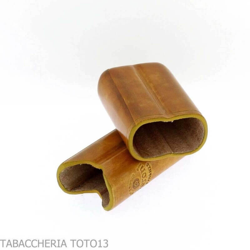Estuche de puros de bolsillo en cuero florentino de color para 2 cigarros medio toscanos - Peroni Firenze
