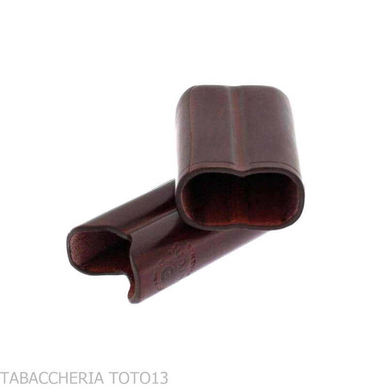 Pocket cigar case in colored Florentine leather for 2 half Tuscan cigars - Peroni Firenze