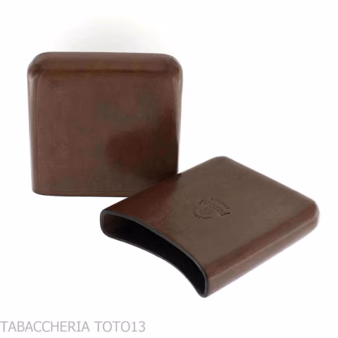 Portasigari da tasca in cuoio fiorentino liscio color marrone - Accessori Per Sigari Toscano