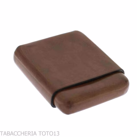 Portasigari da tasca in cuoio fiorentino liscio color marrone - Accessori Per Sigari Toscano
