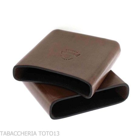 Etui à cigares de poche en cuir marron florentin lisse - Accessoires pour cigares toscans - Cuir florentin