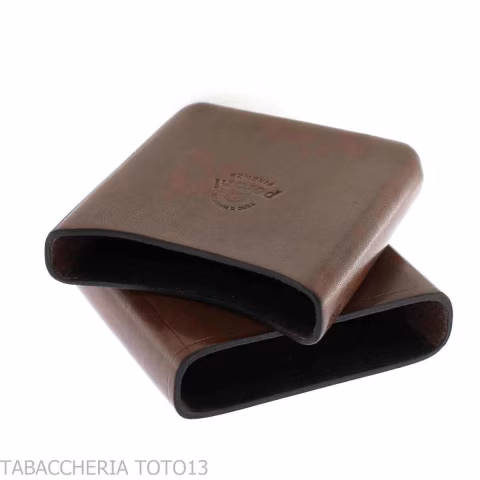 Portasigari da tasca in cuoio fiorentino liscio color marrone - Accessori Per Sigari Toscano