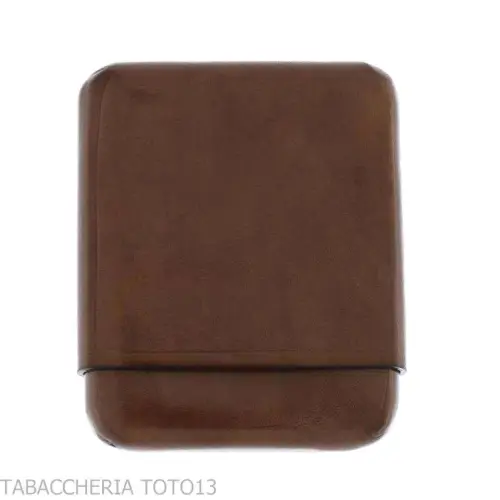 Estuche de puros de bolsillo en cuero liso florentino marrón - Accesorios para cigarros toscanos