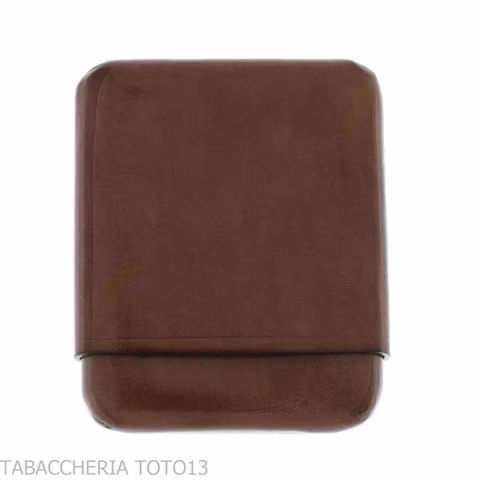 Portasigari da tasca in cuoio fiorentino liscio color marrone - Accessori Per Sigari Toscano