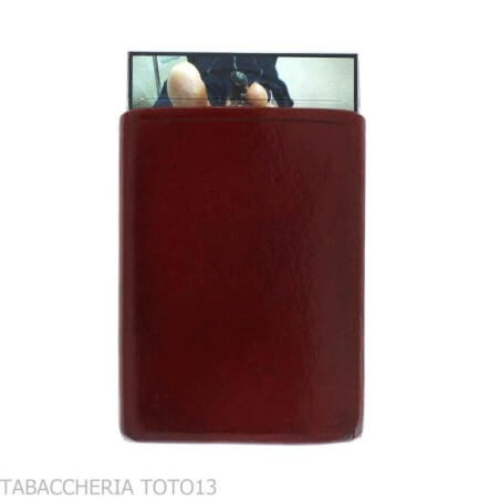 Case for pack of cigarettes with oblique cut in colored Florentine leather Peroni Firenze Cigarette case