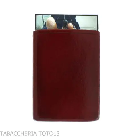 Estuche para cajetilla de cigarrillos con corte oblicuo en piel florentina de color - Accesorios Para Cigarrillos y Laminado
