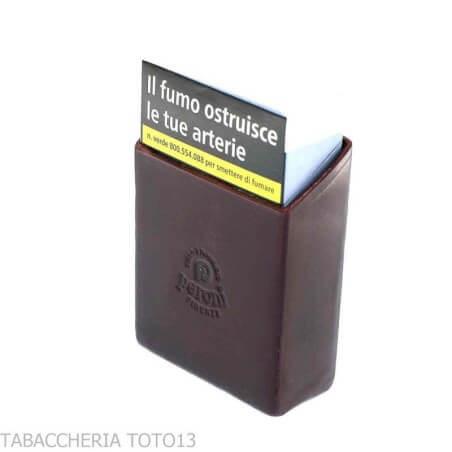 Porta pacchetto di sigarette a taglio obliquo in cuoio fiorentino colorato Peroni Firenze Portasigarette Portasigarette