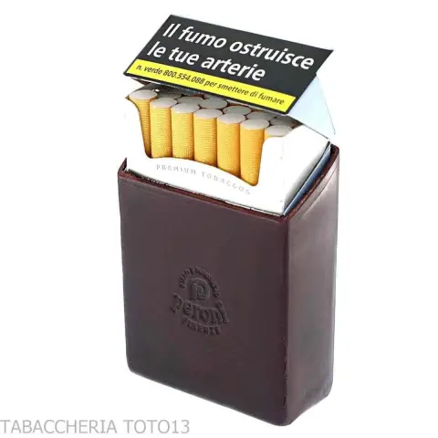 Estuche para cajetilla de cigarrillos con corte oblicuo en piel florentina de color - Accesorios Para Cigarrillos y Laminado