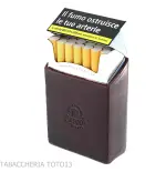 Estuche para cajetilla de cigarrillos con corte oblicuo en piel florentina de color - Accesorios Para Cigarrillos y Laminado