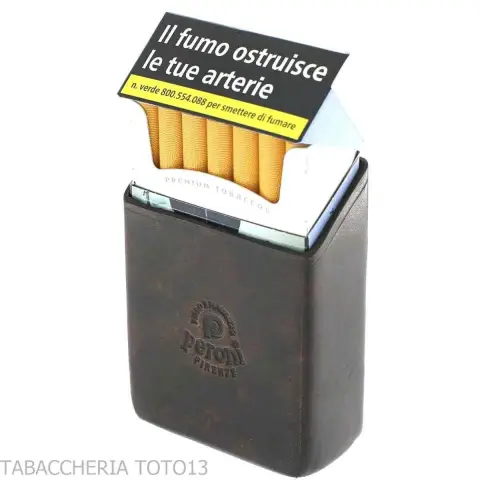 Estuche para cajetilla de cigarrillos con corte oblicuo en piel florentina de color - Accesorios Para Cigarrillos y Laminado