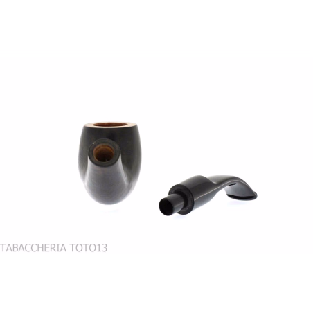 Curved billiard tobacco pipe in flamed dark briar - Tobacco Pipes - Natural root