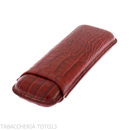 Etui à cigares de poche Romeo y Julieta en cuir bordeaux crocodile - Accessoires Cigare