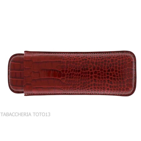 Etui à cigares de poche Romeo y Julieta en cuir bordeaux crocodile - Accessoires Cigare