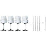 Schmeckt gut Gin Tonic Set mit 4 Gläsern und 4 Glasstrohhalmen - Zubehör Für Wein & Spirituosen Und Gläser