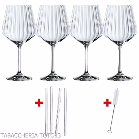 Schmeckt gut Gin Tonic Set mit 4 Gläsern und 4 Glasstrohhalmen - Zubehör Für Wein & Spirituosen Und Gläser