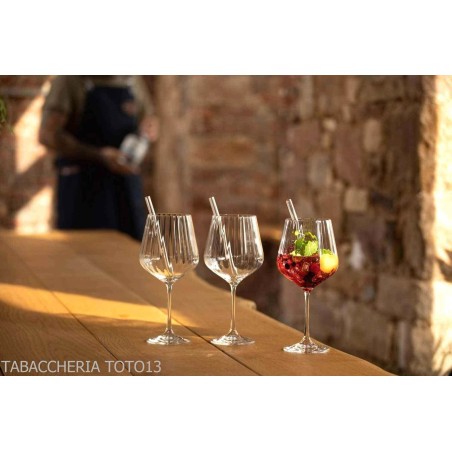 Tastes Good Gin Tonic Set of 4 glasses with 4 glass straws - Accessories For Wine & Spirits And Glasses