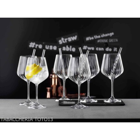 Tastes Good Gin Tonic Set de 4 vasos con 4 pajitas de vidrio - Accesorios Para Vinos Y Licores Y Vidrios
