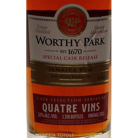 Worthy Park single estate Quatre Vins cask Vol.52% Cl.70 - WORTHY PARK ESTATE LTD