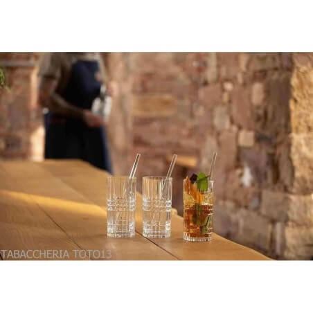 Tastes Good Longdrink Set mit 4 großen Tambler-Gläsern mit 4 Glasstrohhalmen