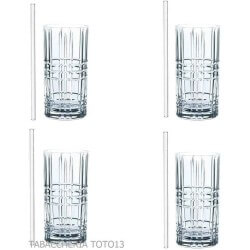 NACHTMANN - Tastes Good long drink Set of 4 tall Tambler glasses with 4 glass straws