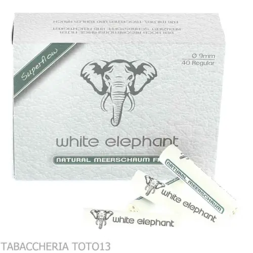 White elephant Meerschaum filtri naturali in seppiolite 9mm - Accessori Per Pipe