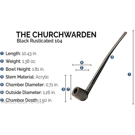 Savinelli Churchwarden Rustizierte Pfeife Modell 104 Billardform - Tabakpfeifen