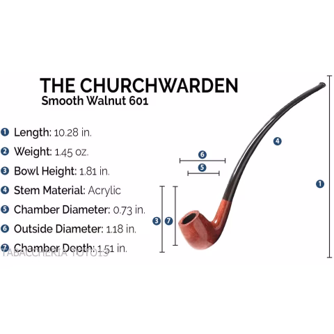 Savinelli Churchwarden pipa de brezo natural pulido modelo 601 Forma de billar doblada - Pipas de Tabaco