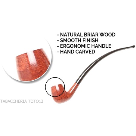 Savinelli Churchwarden Pfeife poliert Natur Briar Modell 601 Gebogen Billardform - Tabakpfeifen