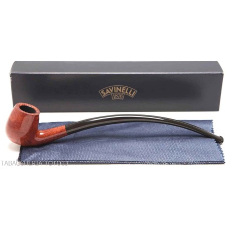 Savinelli Churchwarden Pfeife poliert Natur Briar Modell 601 Gebogen Billardform - Tabakpfeifen
