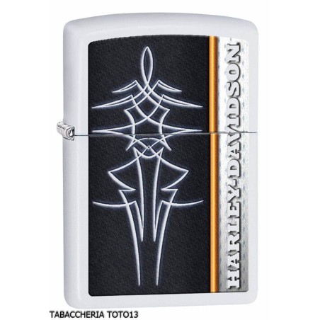 Zippo Harley Davidson blanc avec sérigraphie colorée - Briquets