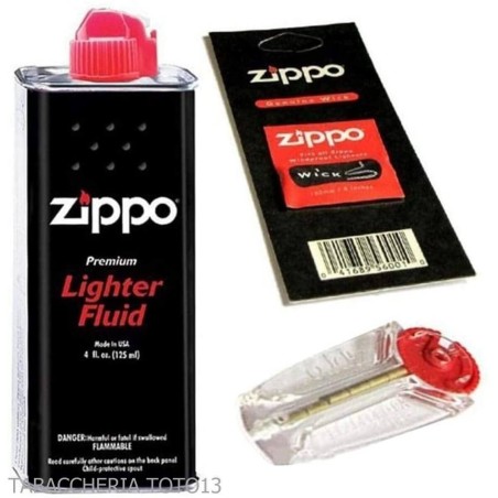 Zippo Original Teilekit: 1 Benzin 125 ml + 6 Steine + Docht - Feuerzeuge