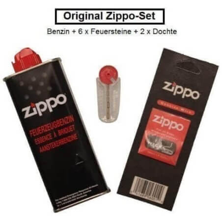Kit pièces d'origine Zippo: 1 essence 125 ml + 6 pierres + mèche Zippo Accessoires Briquet