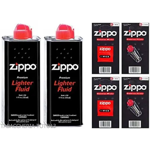 Zippo Originalteile Kit: 2 Benzin 125 ml + 12 Steine + 2 Dochte - Feuerzeuge