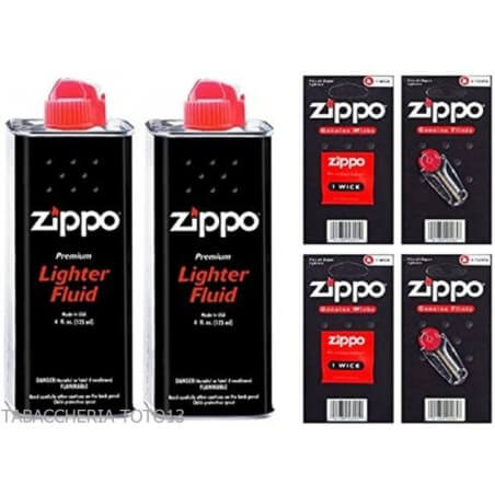 Kit pièces d'origine Zippo: 2 essences 125 ml + 12 pierres + 2 mèches Zippo Accessoires Briquet