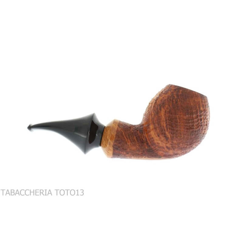 Kristiansen pipe semi-curved bottle shape in light sandblasted briar - Ser Jacopo Pipe Kristiansen pipe semi-curved bottle shape in light sandblasted briar - Ser Jacopo Pipe