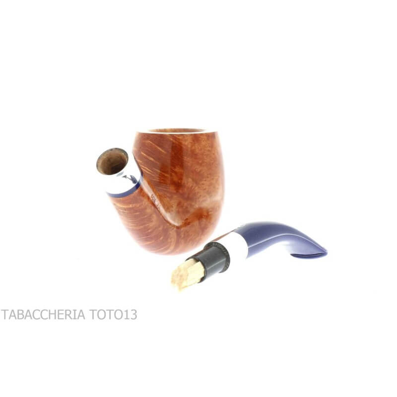 Savinelli pipe Eleganza series spigot curved Billiard shape 606 smooth natural briar - Savinelli