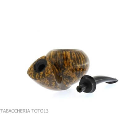 F. Ganci pipe, tomato shape, golden yellow shiny briar finish with black contrast