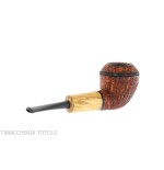 Pipa Ganci Bulldog shape contrasting rustic briar and olive flock - Tobacco Pipes - Natural root