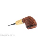 Pipa Ganci Bulldog shape contrasting rustic briar and olive flock - Tobacco Pipes - Natural root