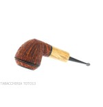 Pipa Ganci Bulldog shape contrasting rustic briar and olive flock - Tobacco Pipes - Natural root