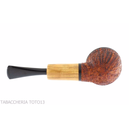 Pipa Ganci Bulldog shape contrasting rustic briar and olive flock - Tobacco Pipes - Natural root