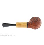 Pipa Ganci Bulldog shape contrasting rustic briar and olive flock - Tobacco Pipes - Natural root